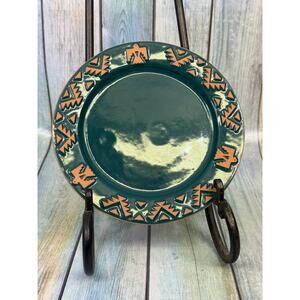 Frankhoma Plate Thunderbird Teal Native American Terra Cotta Salad Plate Vintage